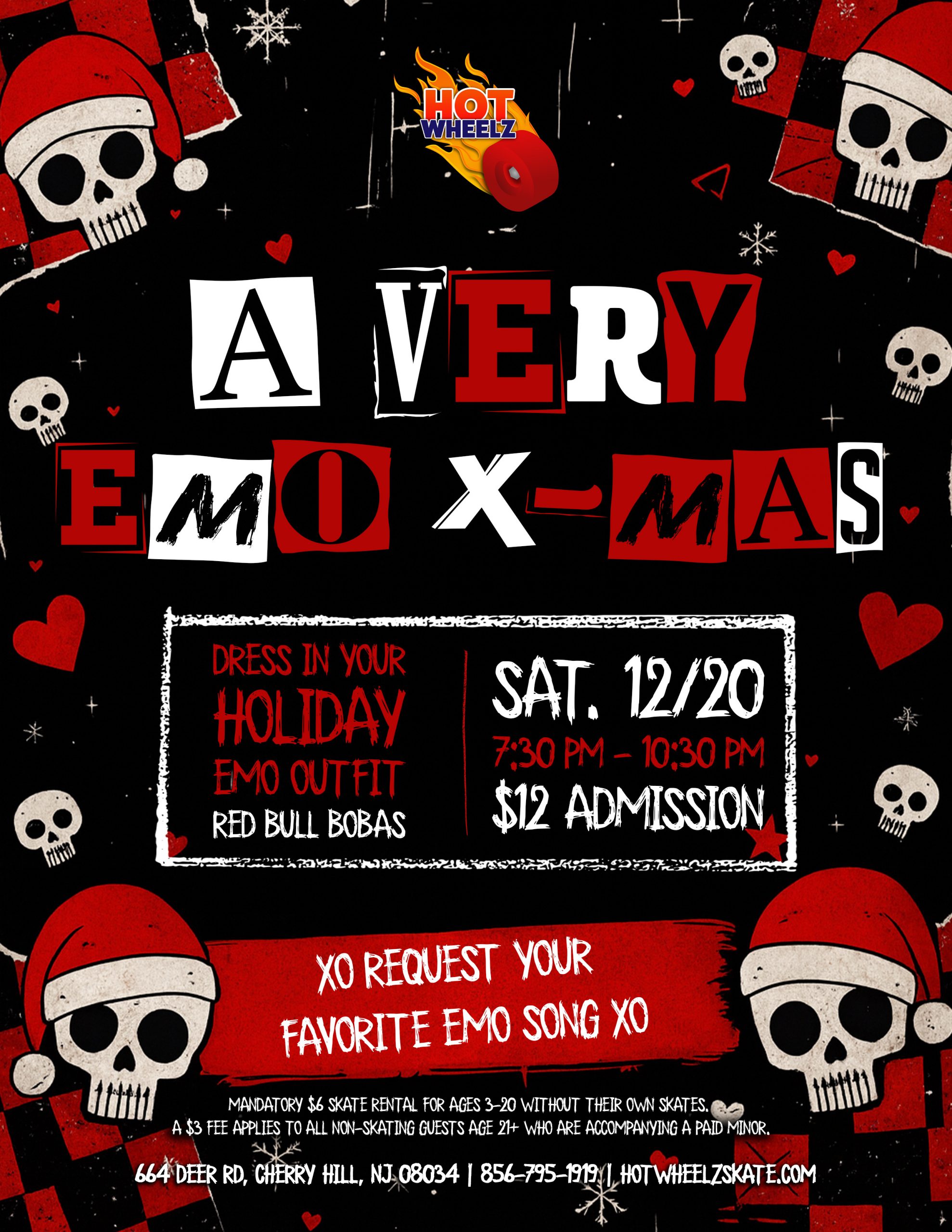 #RollerSkating #ThingsToDoWithKidsNearMe #HotWheelz #CherryHillNJ #EmoXmas #EmoNight #HolidaySkateParty #KidsActivitiesNJ #FamilyFunNJ #NJEvents #CherryHillMoms #SkateNight #WeekendFun #NJKids #FunForAllAges #LetsGoSkating #HotWheelzSkate