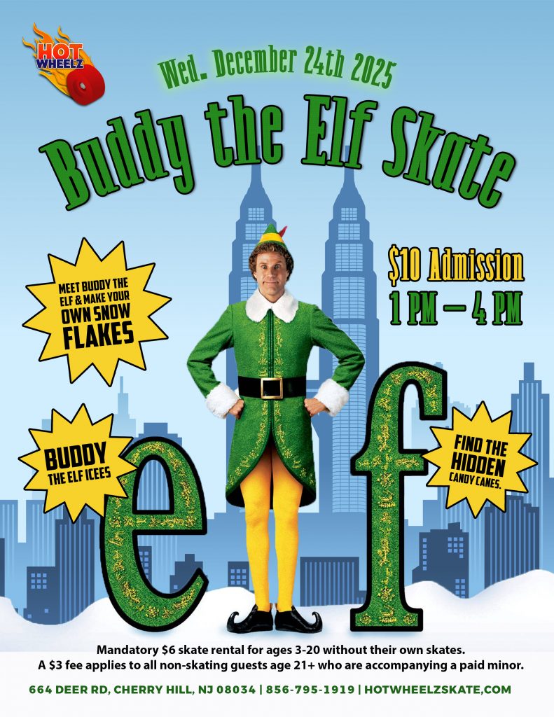#RollerSkating #ThingsToDoWithKidsNearMe #HotWheelz #CherryHillNJ #BuddyTheElf #ChristmasSkate #HolidayEventsNJ #KidsActivitiesNJ #FamilyFunNJ #NJEvents #CherryHillMoms #SkateNight #WinterBreakFun #NJKids #HolidayFun #LetsGoSkating #HotWheelzSkate