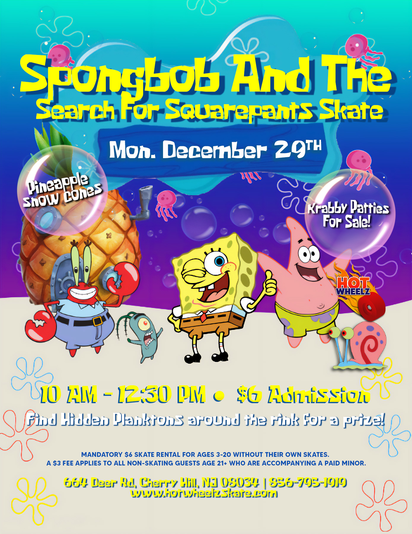 #RollerSkating #ThingsToDoWithKidsNearMe #HotWheelz #CherryHillNJ #CherryHillEvents #SpongebobEvent #WinterBreakFun #KidsActivitiesNJ #FamilyFunNJ #SkateDay #UnderTheSeaFun #MomLife #DadLife #KidsLoveSkating #FunWithKids #LetTheGoodTimesRoll