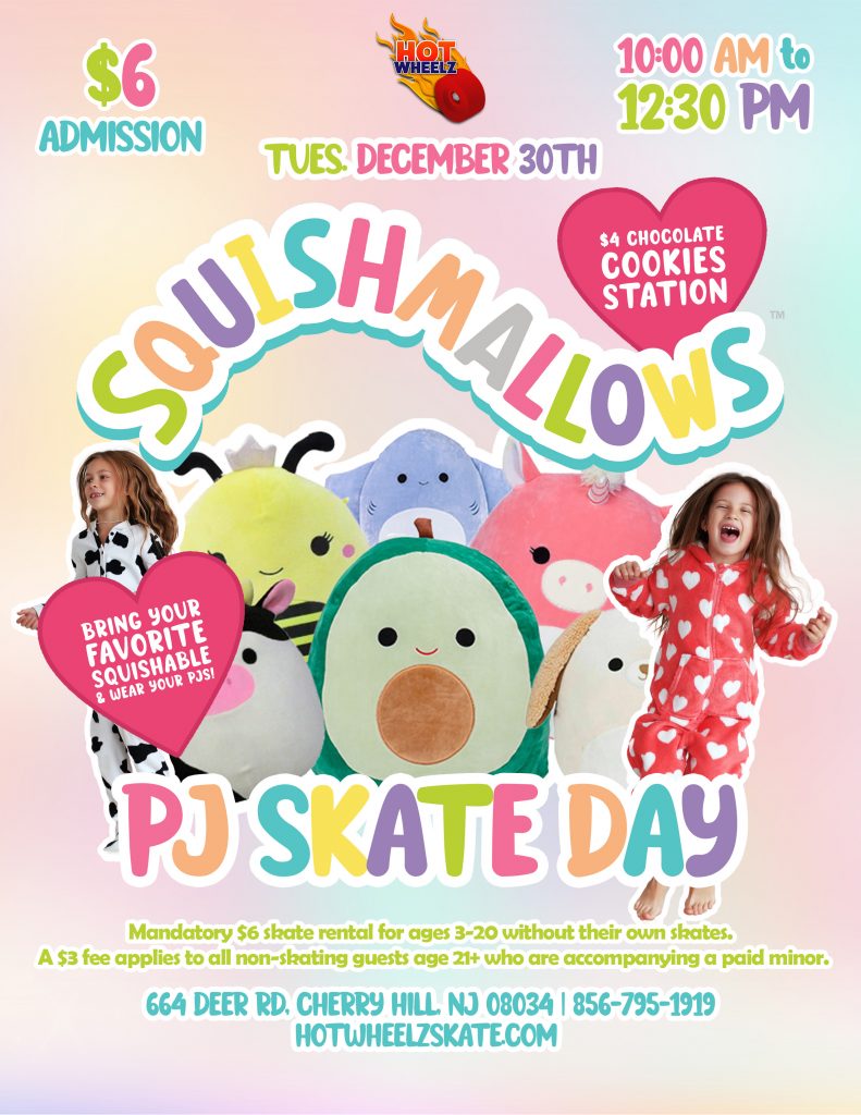 #RollerSkating #ThingsToDoWithKidsNearMe #HotWheelz #CherryHillNJ #SquishmallowsEvent #PJParty #KidsActivitiesNJ #WinterBreakFun #FamilyFunNJ #CherryHillKids #SquishmallowFans #SoftAndCuddlyFun #LetTheGoodTimesRoll
